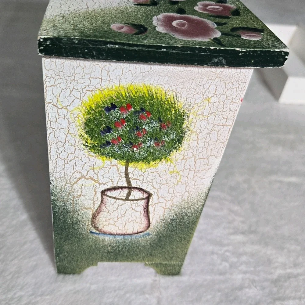 Vintage-style, Hand-painted Wooden Mini Dresser Used As Jewelry or Trinket Box..